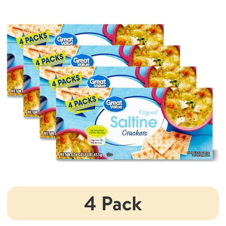 (4 pack) Great Value Saltine Crackers, 16 oz, 4 Count