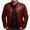 Wine Red, variant on Men Faux Leather Jacket Stand Collar Long Sleeve Coat with Pockets Solid Color Zipper Placket Loose Fit Outwear Daily Wear