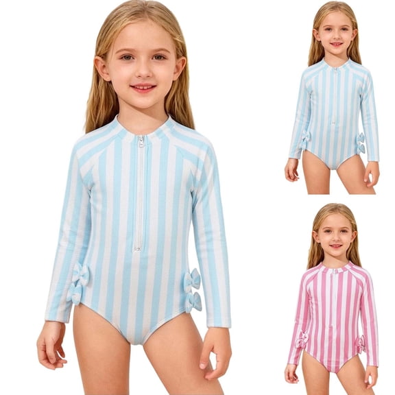 Piuwrlz Swimsuits Kids 6 Years Girls Swimwear Stripe Beach Swimming Suit Pink Size 6 Years