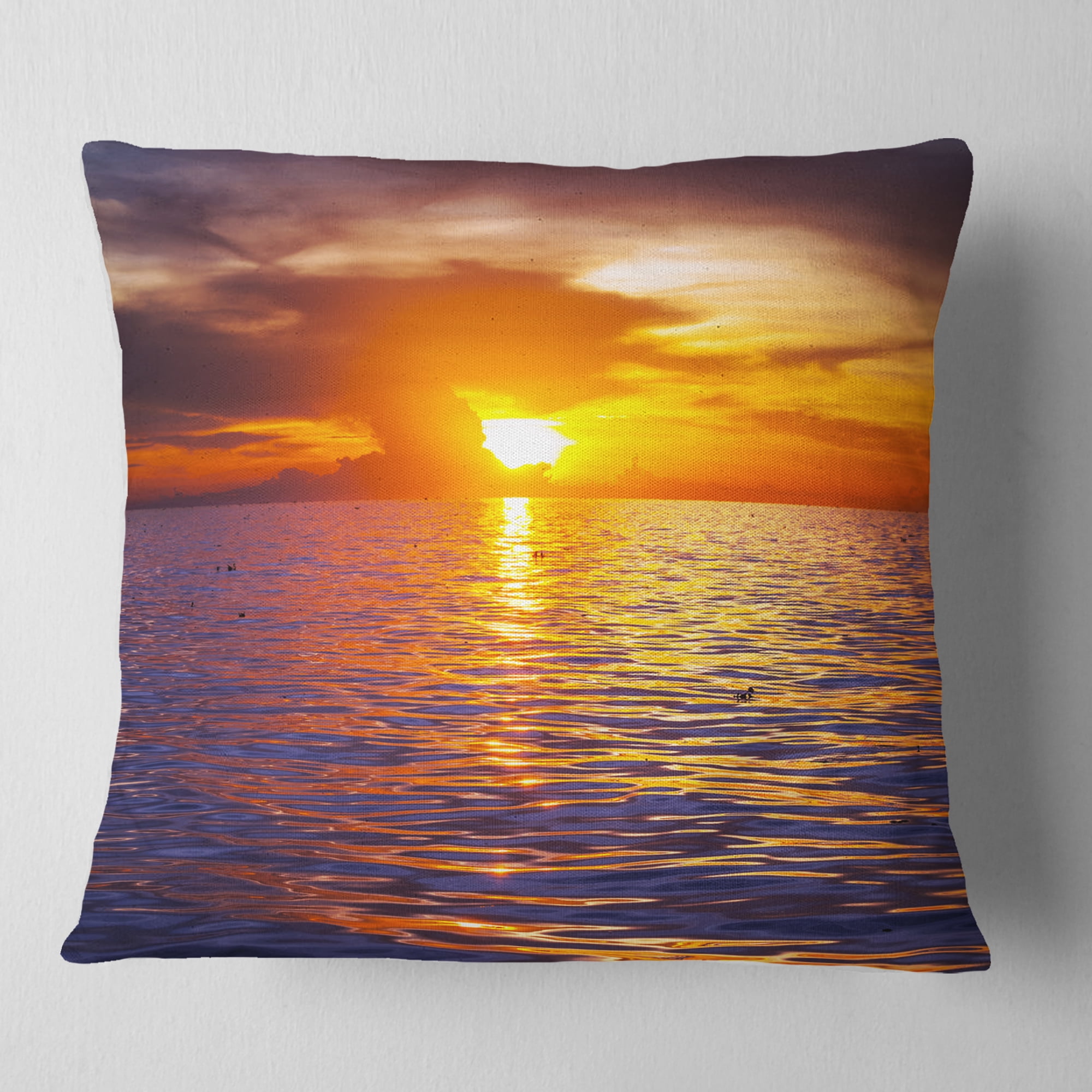 Designart 16" x 16" Multi-color Sea Shore Polyester Throw Pillow