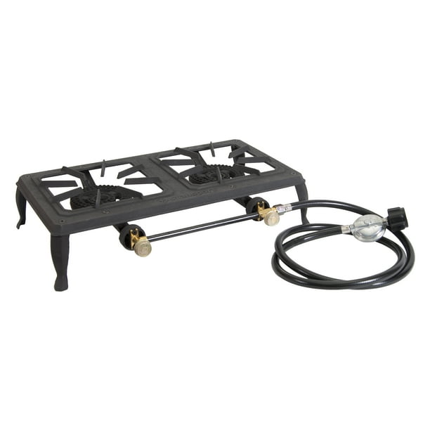 Stansport Double Burner Cast Iron Stove with Regulator Hose 2 Burners