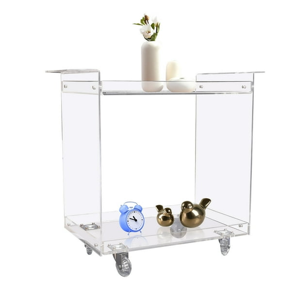 Clear Acrylic Rolling Cart Bedside Tables Night Stand Kitchen Bar