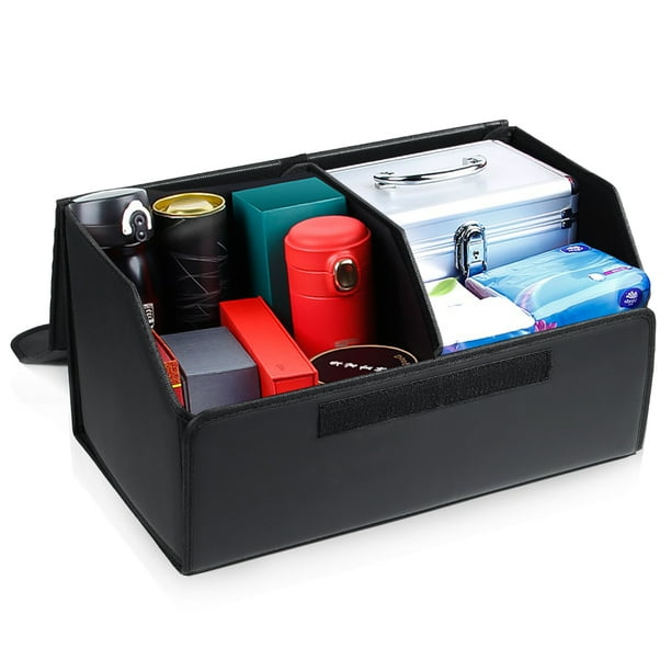 Auto Drive Trunk Organizer Leather Storage Case Bin with Lid & Handle
