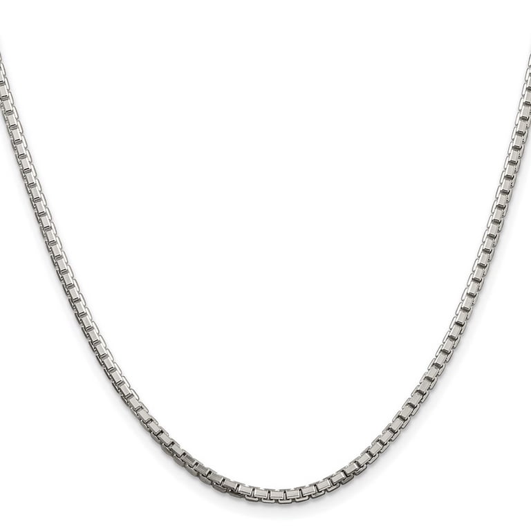 925 Sterling Silver Rhodium Plated 2.5mm 8 Sided Sparkle-Cut Box
