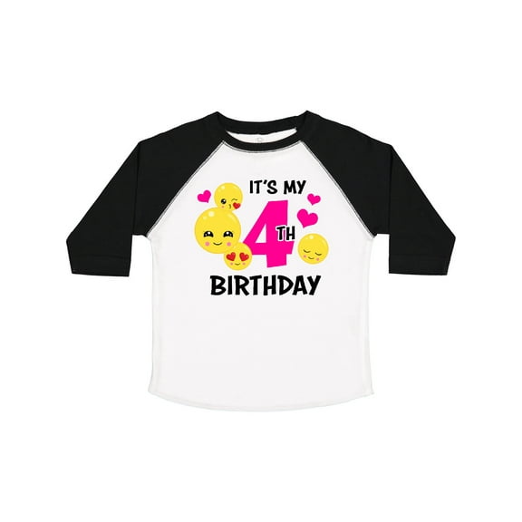 Inktastic Its My 4th Birthday with Smiling Emoticons Girls Toddler T-Shirt