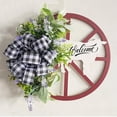 thumbnail image 4 of Suncoda Christmas Wreath, Cow Wheel Wreath Welcome Decorative Pendant Outdoor Courtyard Welcome Wooden Plaque Wreath Hanging, Christmas Ornament, 4 of 8