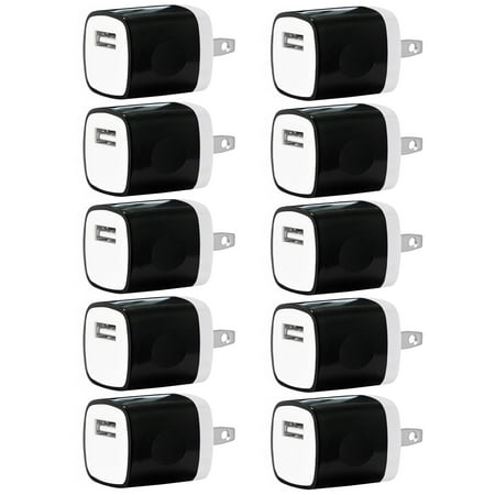 C30 Single - 10x USB Wall Charger, Charger Adapter, FREEDOMTECH 1Amp Single Port Quick Charger Plug Cube for iPhone 7/6S/6S Plus/6 Plus/6/5S/5, Samsung Galaxy S7/S6/S5 Edge, LG, HTC, Huawei, Moto, Kindle and More