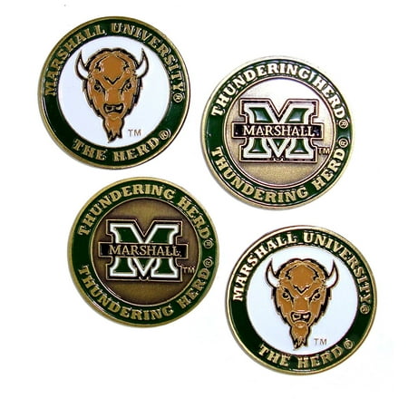 Marshall Thundering Herd Golf (Marshall Thundering Herd NCAA Golf Ball Markers (4 Pack), 4 Double-Sided Golf Ball Markers By Team)