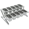 thumbnail image 4 of 2-Tier Expandable Spice Rack 10x Spice Box W/ Handle Table Standing Organizer Shelf,201 Stainless Steel Seasoning Rack Silver, 4 of 14