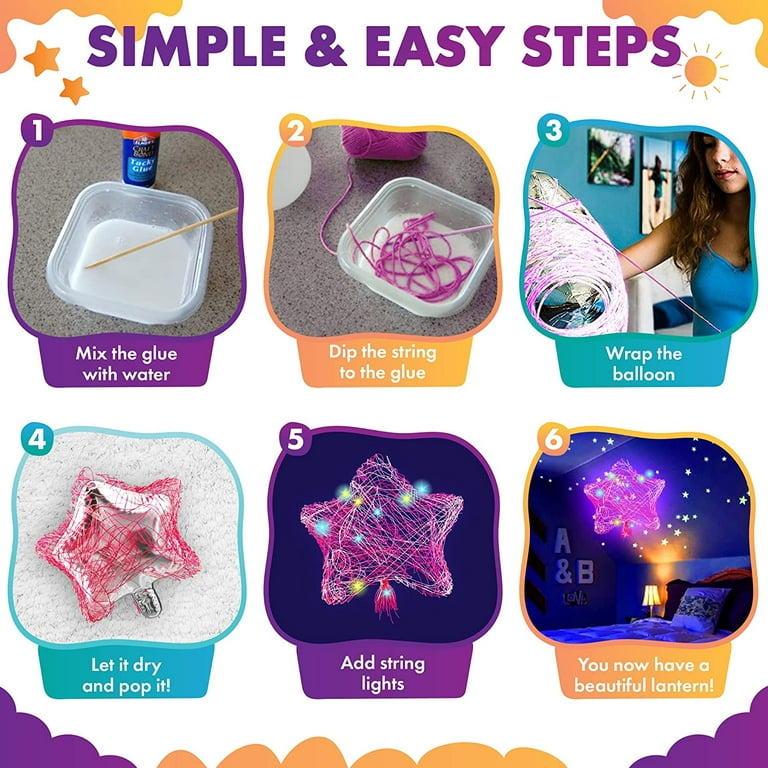 Great Choice Products 3D String Art Kits Crafts for Girls Ages 8-12, Arts and Crafts for Kids Ages 6-8, Make String Lantern with 20 Colored LED