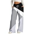 thumbnail image 1 of Pants for Women, Womens Fashionable Striped Printed Drawstring Wide Leg Pants, 1 of 4