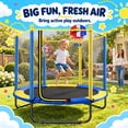 thumbnail image 2 of Fenbeli 60'' Kids Trampoline with Safety Net, Basketball Hoop & Dartboard, Indoor Outdoor Toddler Trampoline for Ages 1-8, 2 of 9