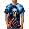 thumbnail image 3 of LAOLIUSN Men’s 3D All-Over Print Skull Graphic T-Shirt, Short Sleeve Crewneck, Stretch Polyester-Spandex Tee, S-4XL, 3 of 6