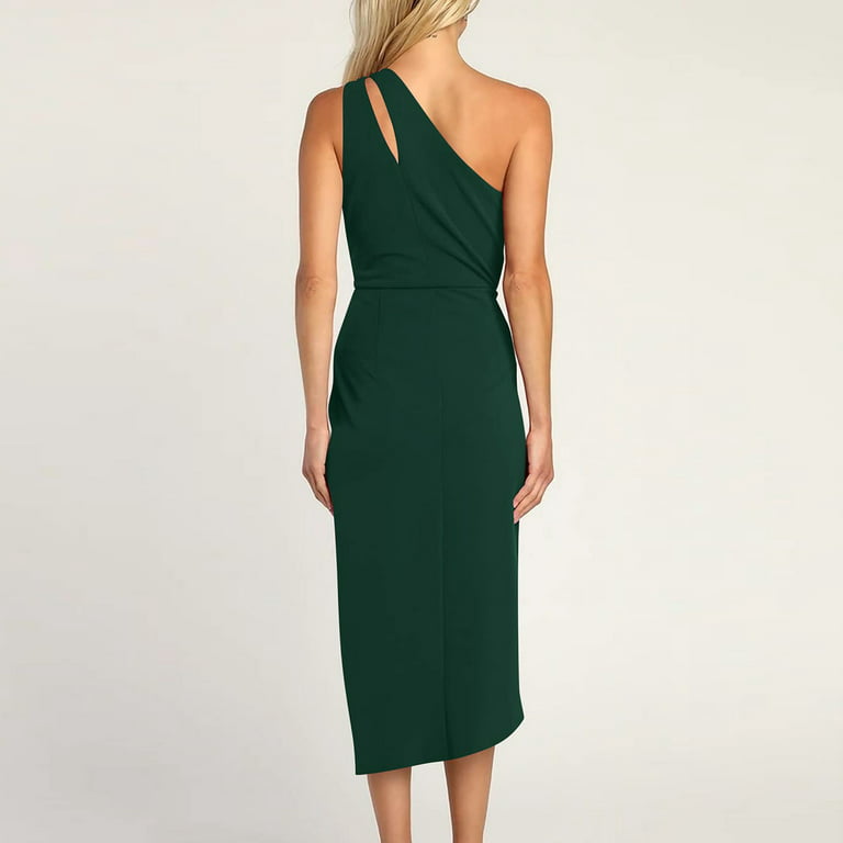 Express Cocktail & Party Bodycon One Shoulder Ruched Mini Dress With Built-In  Shapewear Green Women's XS