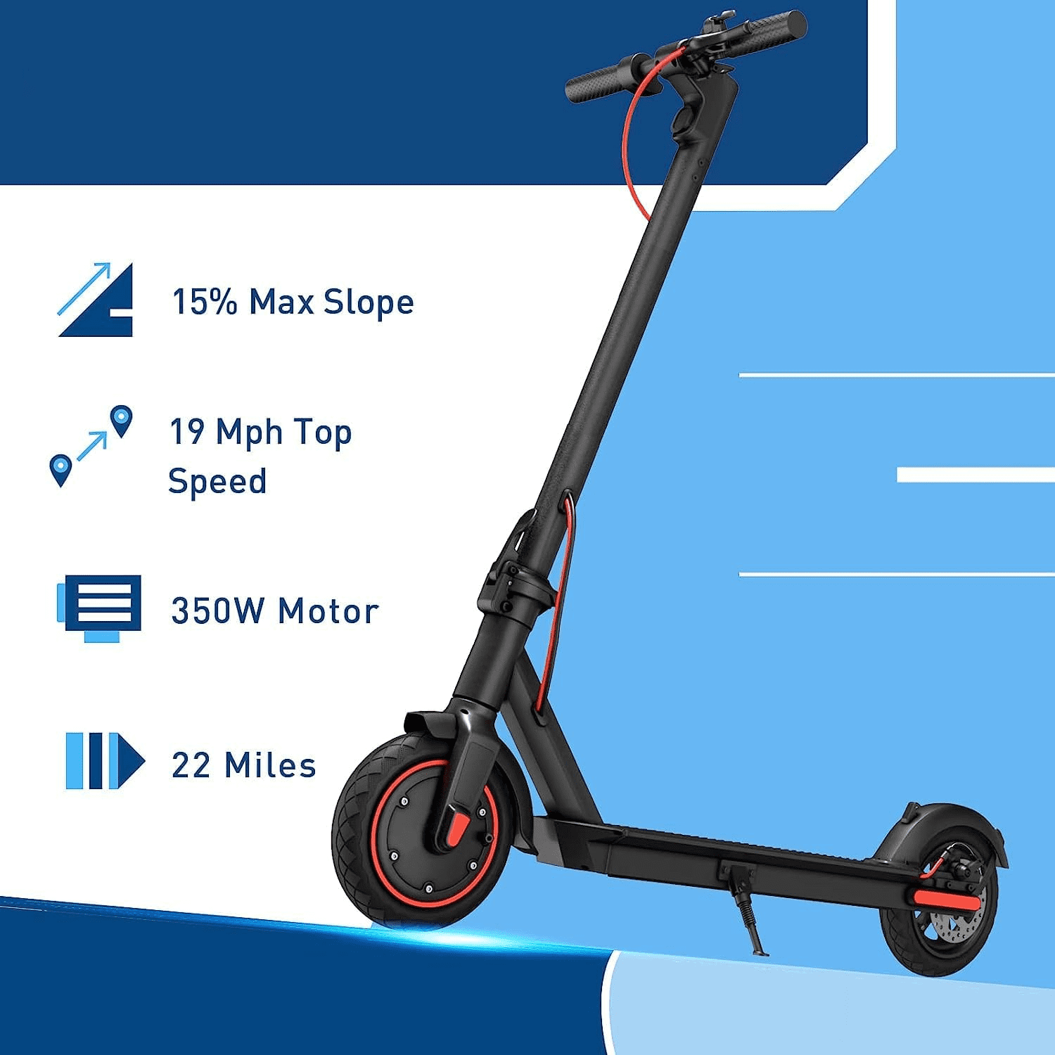 Detachable Battery Electric Scooter with 9" Pneumatic Tires 350W 22 Miles Range Foldable Escooter for Adult