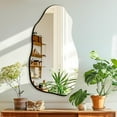 thumbnail image 5 of Modern Asymmetrical Wall Mirror for Living Room, Bathroom, Entryway - Hook Style, 32'' x 18'', 5 of 8