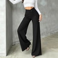 thumbnail image 5 of Lenpel Womens Work Pants Fashion Lounge Button High Waist Crossover Trousers Stretch Straight Leg Business Dress Slacks, 5 of 5