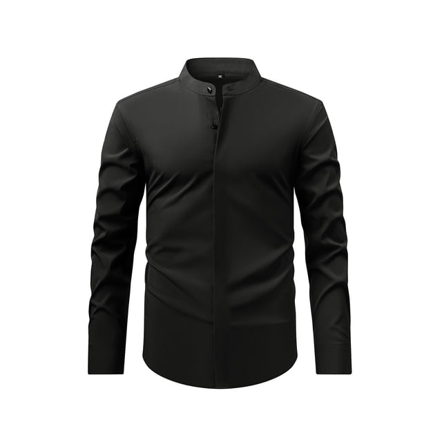 pstuiky Camisas suaves de manga larga para hombre, Camisa de negocios tipo cárdigan con cuello alto liso a la moda para hombre con botones camisetas de hombre xxl