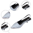 thumbnail image 5 of Rokment Womens Stiletto High Heels Dressy Shoes for Ladies Bridal Wedding Stylish Plaid Pointed Toe Kitten Heeled Slingback Dress Sandals Spring Summer Blue Size 7, 5 of 7