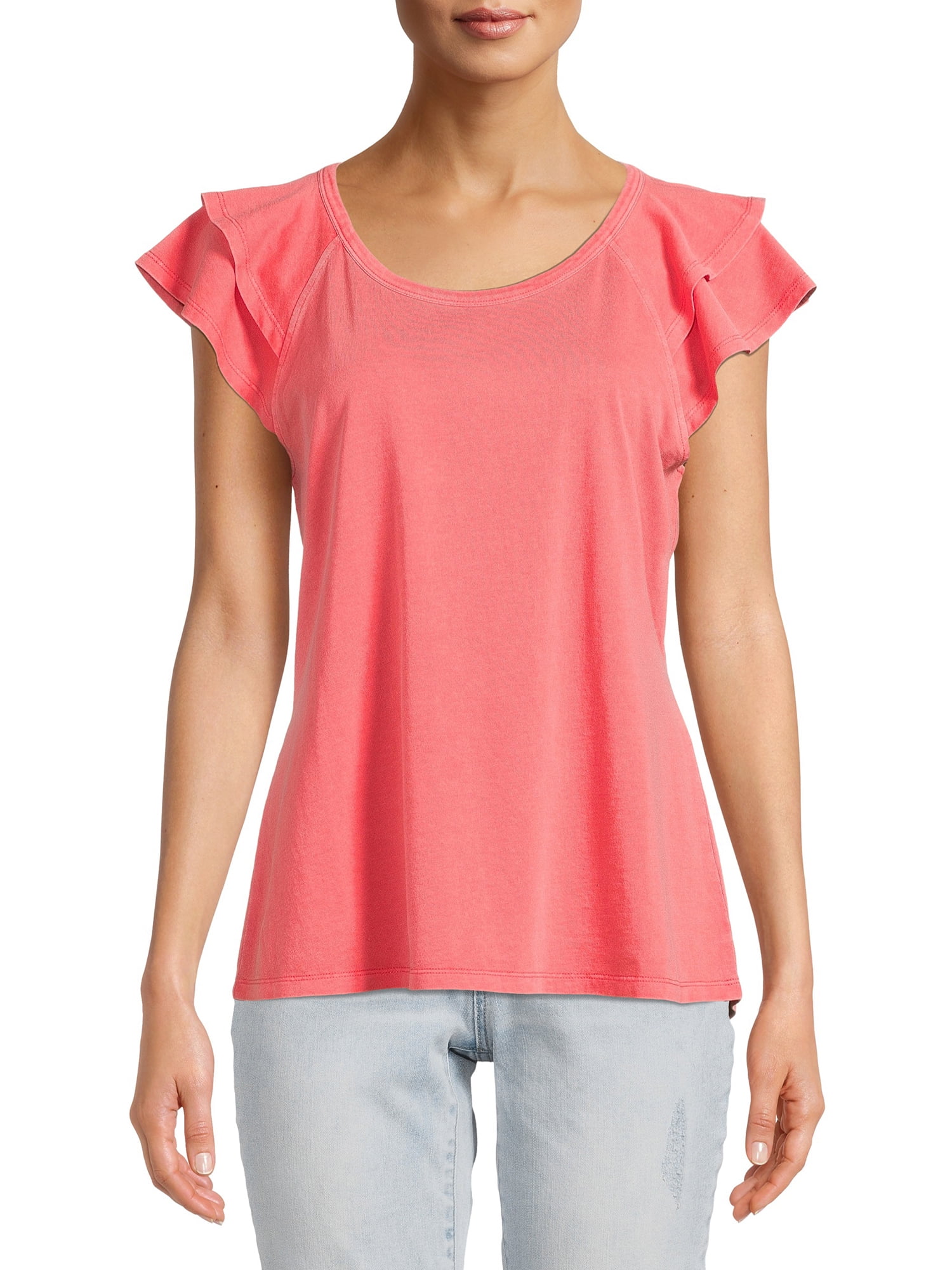 Time and Tru Women's Flutter Sleeve Tank Top