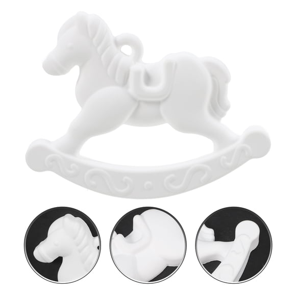 White Gypsum Rocking Horse Decoration Craft Accessory for Home 1PC