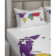 thumbnail image 4 of Ambesonne World Map Fitted & Top Sheet Set with Shams, Modern, Multicolor, 4 of 5