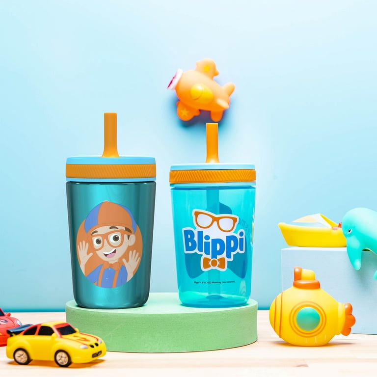 Zak Designs Blippi Kelso Toddler Cups for Travel or at Home, 12oz Vacuum Insulated Stainless Steel Sippy Cup with Leak-Proof Design Is Perfect for