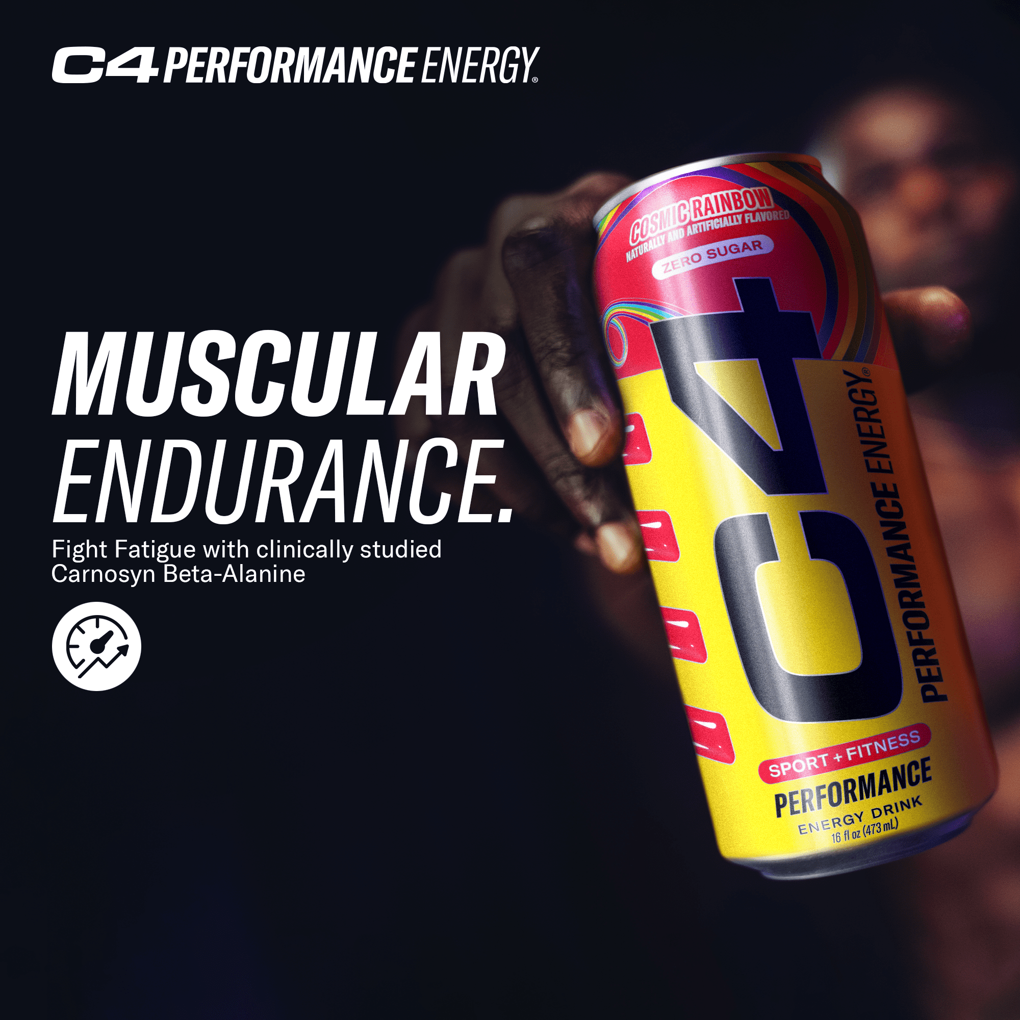 C4 Energy Performance Drink, Cosmic Rainbow, 16 oz, 12 Pack Cans