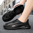 thumbnail image 3 of HEWUQI Foam Shoes Material Mules for Men Hollow out Lightweight Slip on Walking Sneakers Breathable Soft Beach Garden Shoes a-Black Size 6, 3 of 6