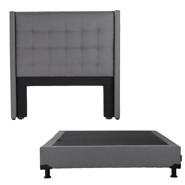 Box Base Cama Individual + Cabecera Titan Gris