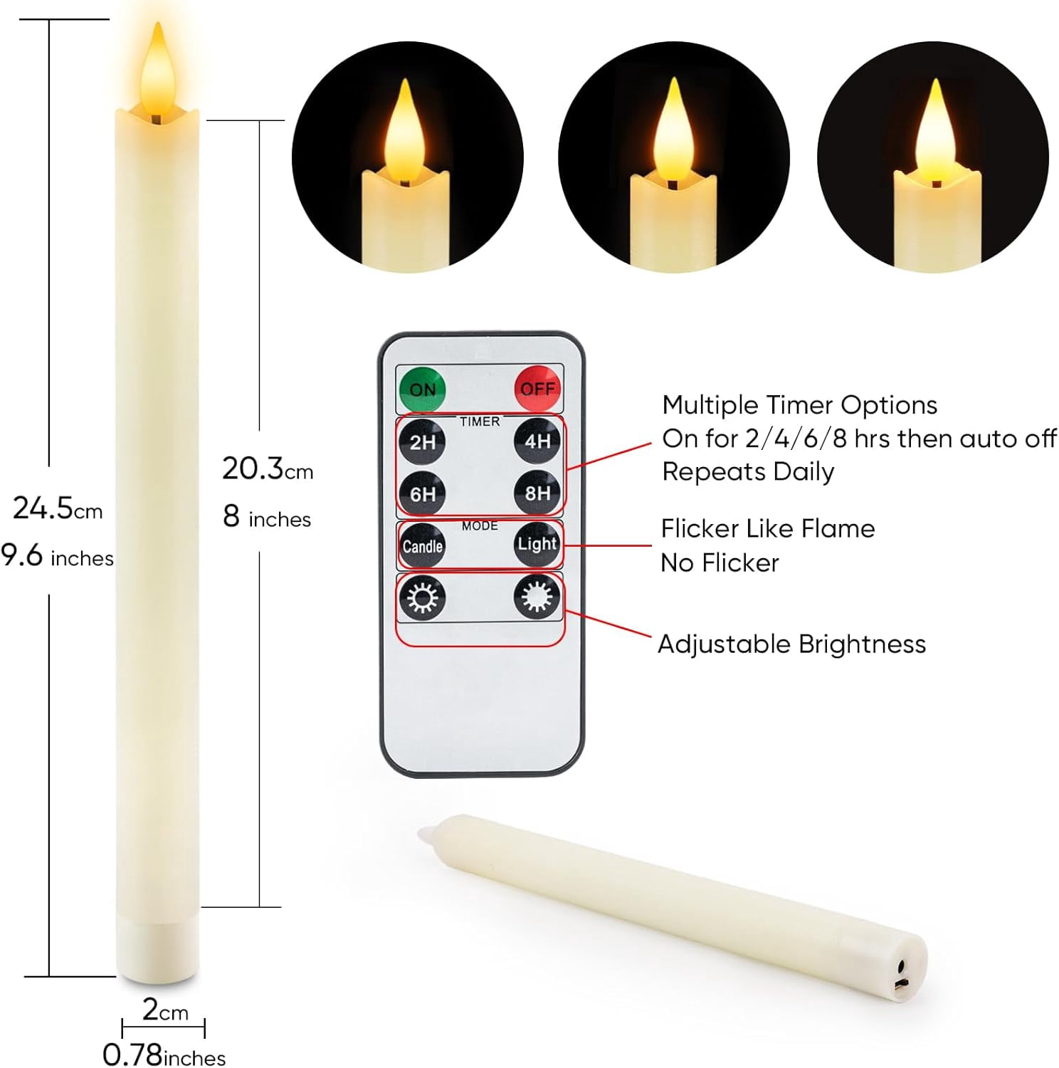 Rechargeable Flameless Taper Candles, 6 Pack Flickering LED Candles  with Remote & Timer, Real Wax Flameless Candles Battery Operated, Electric Candlesticks for Home Wedding Christmas Decor