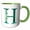 Green/White, variant on 3drose, Elegant Green Monogram Initial H with Eucalyptus Leaves, 11oz Mug