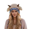 thumbnail image 4 of Wutalume Knitted Winter Hat with Plush Sounding Lamb Ear Flaps, Fleece Lined Warm Beanie for Kids and Adults, Fun and Cozy Cold Weather Hat,Khaki, 4 of 4