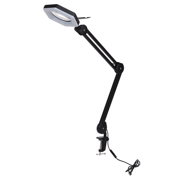Lámpara De Aumento LED, Giratoria Multifuncional 3 Modos Clip En Lámpara De Lupa 10 Engranajes Ajustables 5x 14W Para Extensión De Pestañas Para Discapacidad Visual ANGGREK LED Magnifying Lamp with Clamp