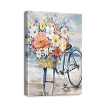 Aqua Blue Beach Bicycle Canvas Print Peaceful Seaside Wall Art, Ideal for Modern Lake Home, Coastal Bedroom, Bathroom Décor, 12x16 Inch