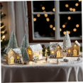 thumbnail image 3 of 12 piezas/conjuntos de aldeas de Navidad, 4 piezas de blanco nev casas de Navidad con 8 piezas de navidad iluminadas casas de aldea navideña decoración rústica para la mesa de la mesa, juegos de a, 3 of 3