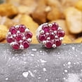 thumbnail image 3 of Dazzlingrock Collection 0.20 Carat (ctw) 14K Round Ruby Ladies Cluster Flower Earrings, White Gold, 3 of 5