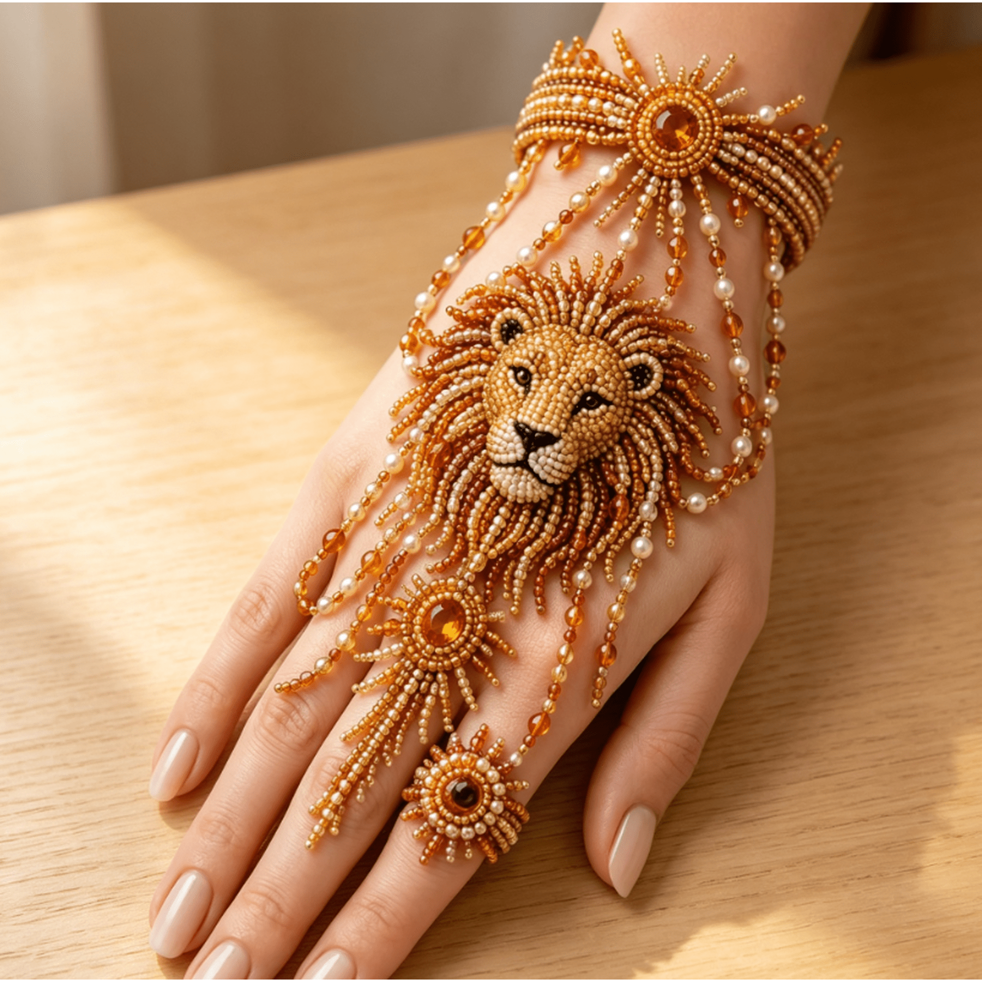 DIY Beaded Hand Bracelet Kit 12 Styles Zodiac Sign Wearable Art Bead Craft Making Kit for Gift (Leo)