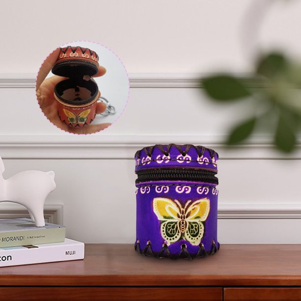 Ganfancp Mini Colgante de Cuero Cubo Joyero Caja de Clasificación de Joyas Caja de Almacenamiento de Cambio de Personalizar La Bolsa Colgante Ofertas y Liquidaciones Monedero de Piel de Vacuno de Cap