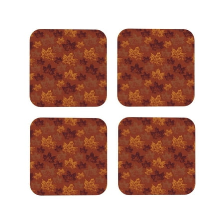 

Vsdgher fall Maple Leather Coasters for Drinks Durable Drink Coasters 4 Set for Tabletop Protection Luxurious Home Décor and Housewarming Gift-Square