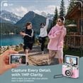 thumbnail image 3 of Mini Keychain Digital Camera, HD, 1.47" Flip LCD, Flash, 16GB Card, Retro, Travel, Kids, Adult Beginners Travel, Birthday Gift, Pink, 3 of 10
