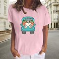 thumbnail image 2 of Camiseta de manga corta de verano de Pascua con cuello redondo suelto informal estampado para mujer Fridja  bn1337, 2 of 5