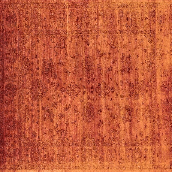 Ahgly Company Indoor Square Oriental Orange Industrial Area Rugs, 3' Square