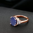thumbnail image 4 of Gem Stone King 4.38 Ct Oval Blue Lapis E-F Lab Grown Diamond 18K Rose Gold Plated Silver Ring (Size 8), 4 of 4