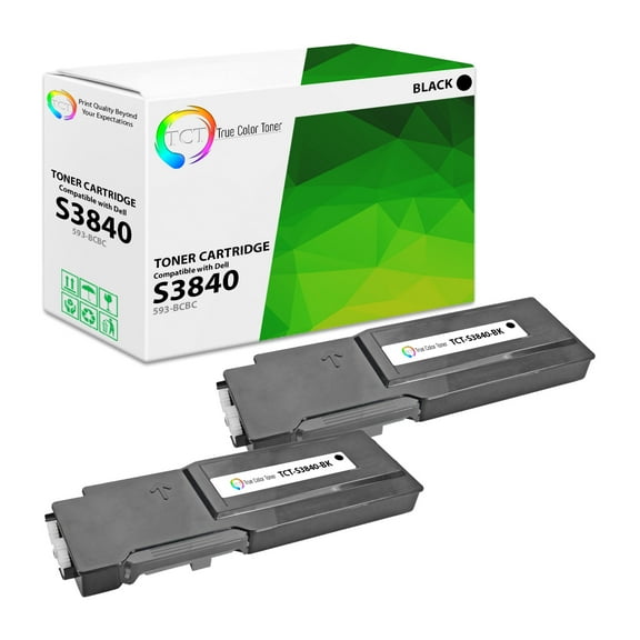 TCT S3840 Black Toner Cartridge 2 Pack - Premium Compatible Replacement for Dell S3840 S3845 593-BCBC Black