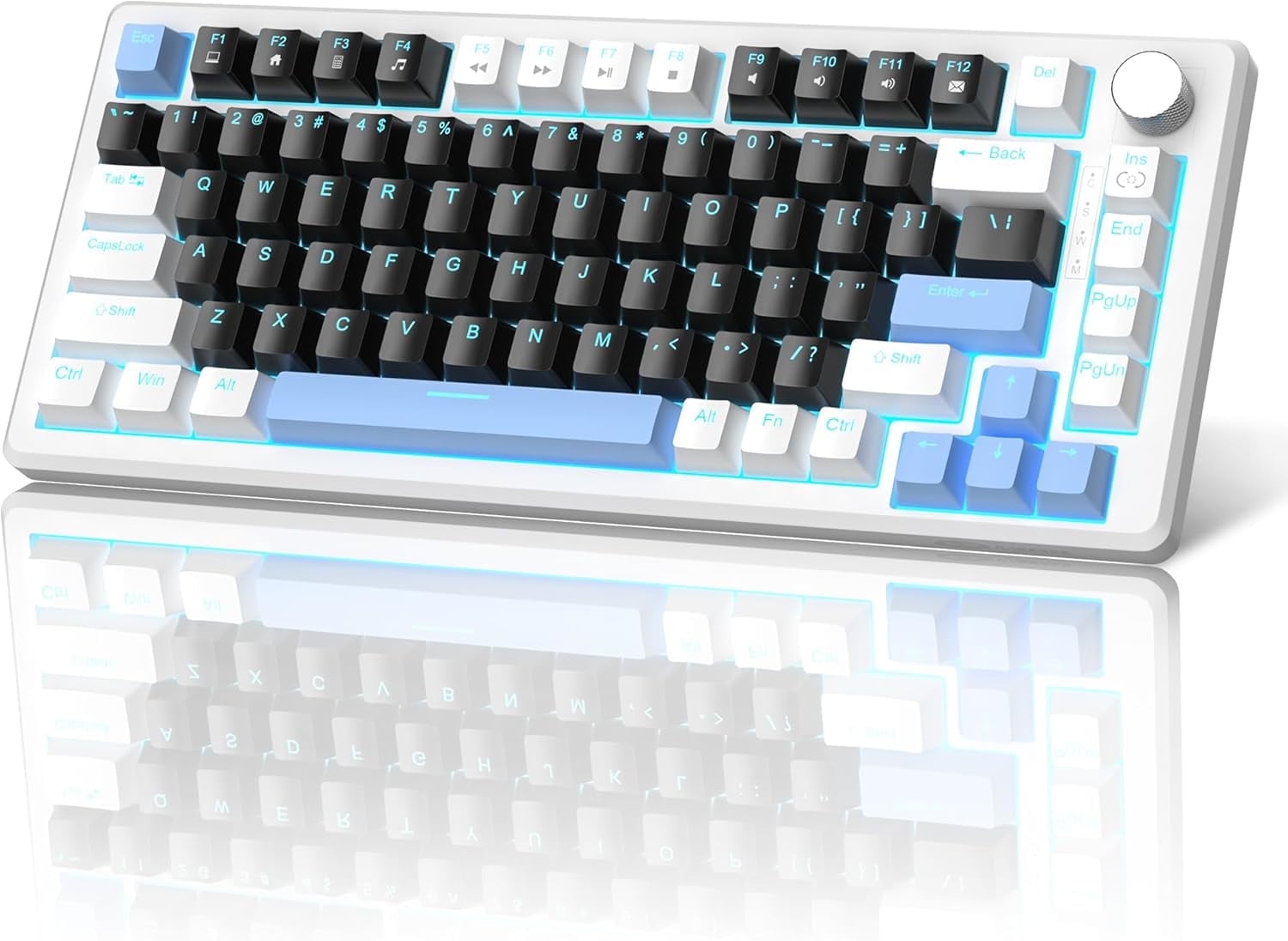 MageGee 75% Mechanical Gaming Keyboard, Red Switches, EVA Foam, Knob Control, STAR75 Portable NKRO