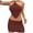 Brown, variant on Women's 2023 Summer Two Piece Outfits Boho Strapless Tube Tops and Shorts Sets Beach Crop Tops and Shorts White S