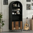 thumbnail image 2 of 71"Farmhouse Arched Wine Bar Cabinet: tall arched display cabinet , arch black cabinets &coffee bar, whiskey station with wine rack and Wine Glass Holder - Liquor Bars Cabinet for Living Dining Room, 2 of 9