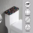 thumbnail image 3 of Renewold Dog Paw Bone Printed Toilet Tank Lid Cover with Elastic Bottom, Star Heart Pattern Splash Resistant Cover for Toilet Tank Lid, Washable Bathroom Decor, Black, 3 of 6