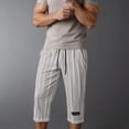 thumbnail image 6 of Men's Lightweight Long Beach Shorts Striped Textured Quick Dry Below Knee 3/4 Capri Pants with Pockets for Workout Running Training Summer Big and Tall Size S-4XL Gray, 6 of 8